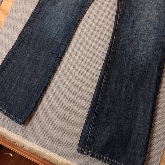 Express Jeans Rocco Mens 33X34 Dark Wash Slim Boot Cut Distressed Street - Picture 6 of 16